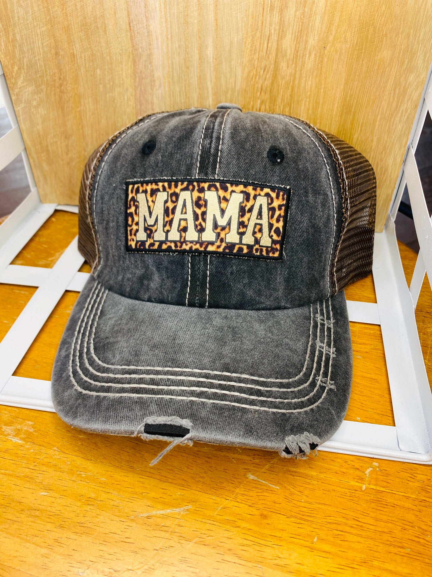 Leopard MAMA Mesh Back Baseball Hat