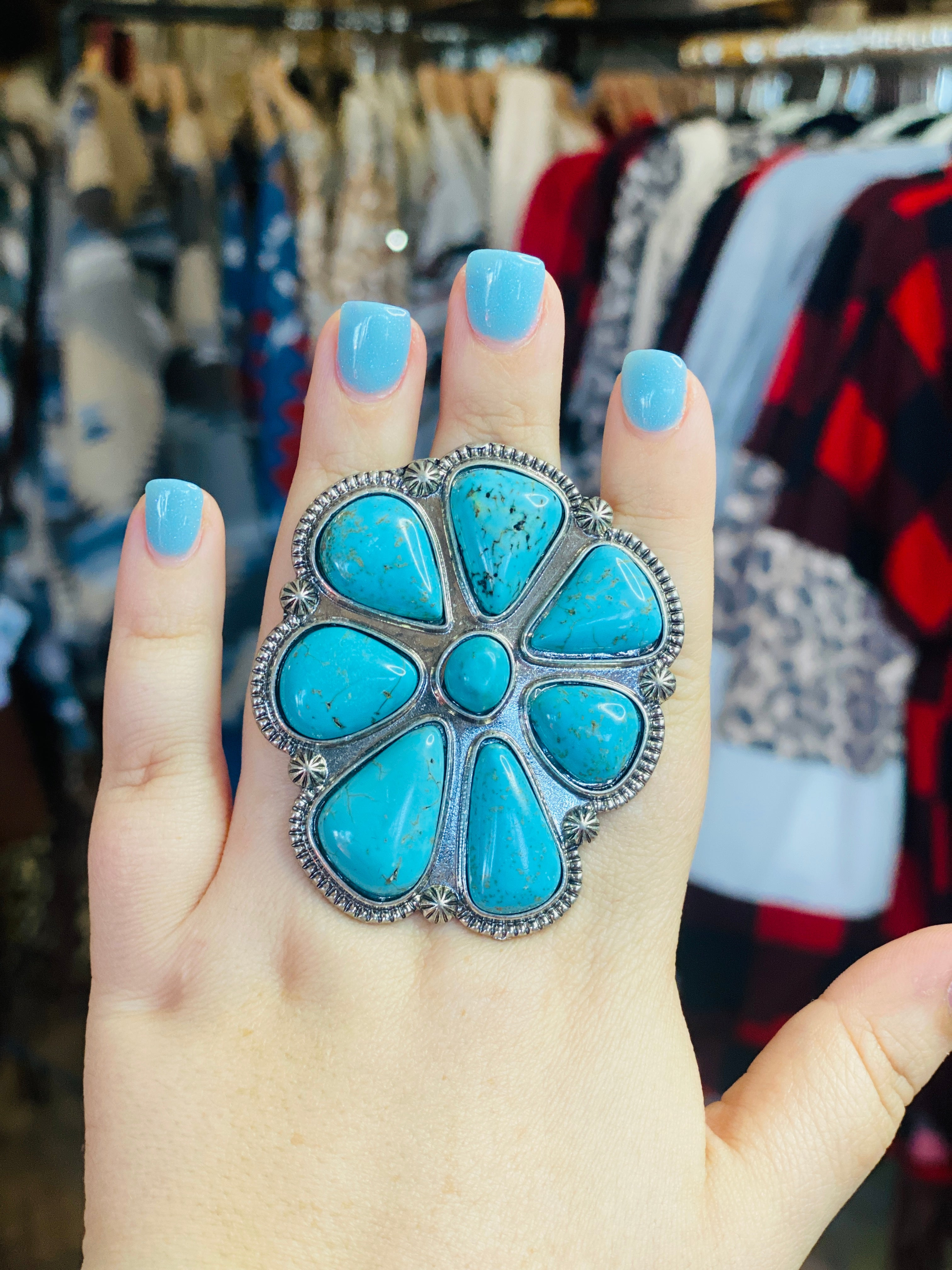 Go Big Or Go Home Turquoise Stretch Ring