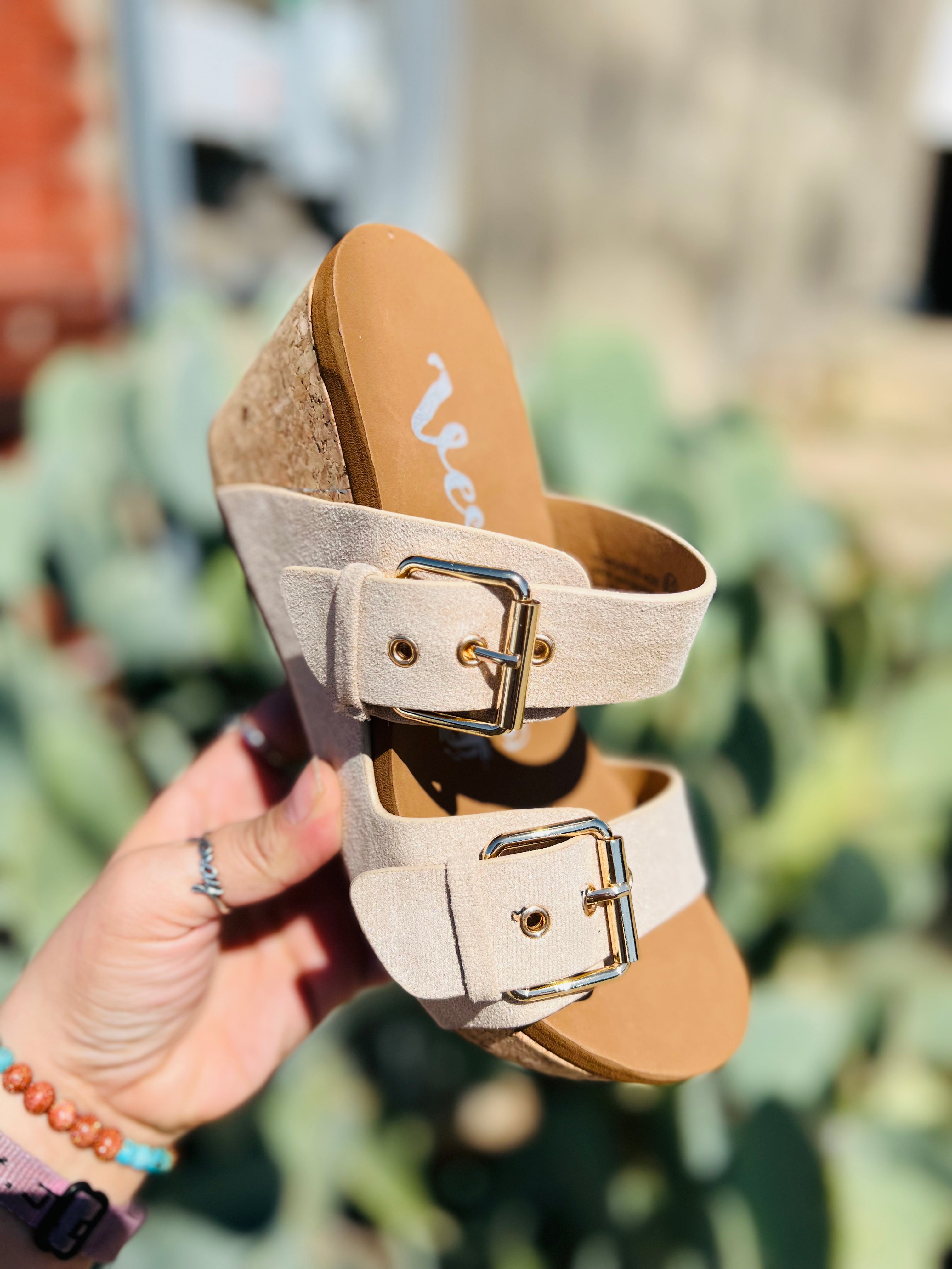 Laurie Very G Nude Belted Wedge Sandals