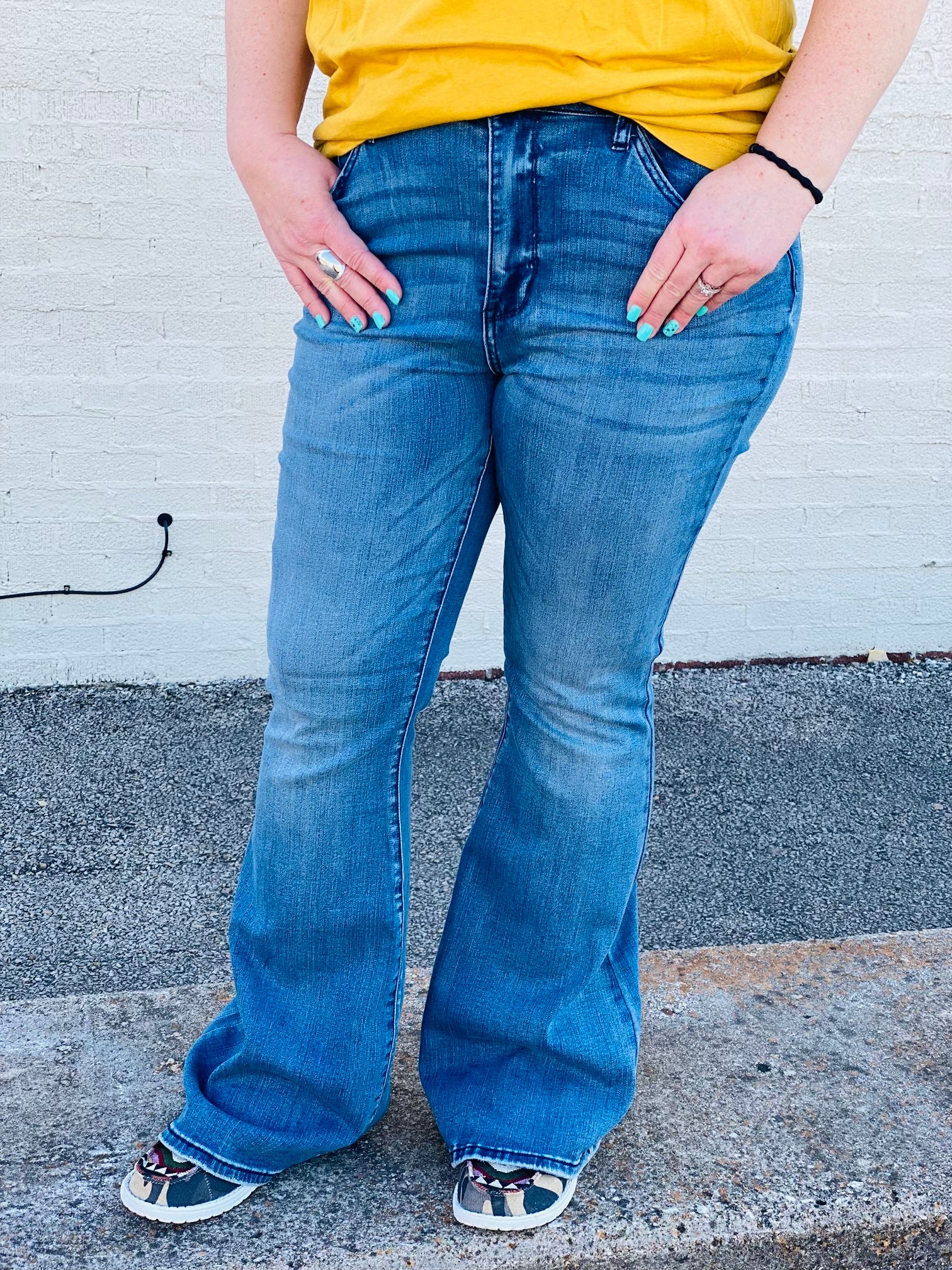 Just The Right Opportunity Judy Blue Trouser Flare Denim Jeans