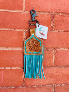 Wandering Days Turquoise Leather Fringe Myra Bags Key Chain