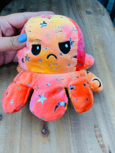 Orange & Pink Starry Night Small Reversible Emotions Octopus
