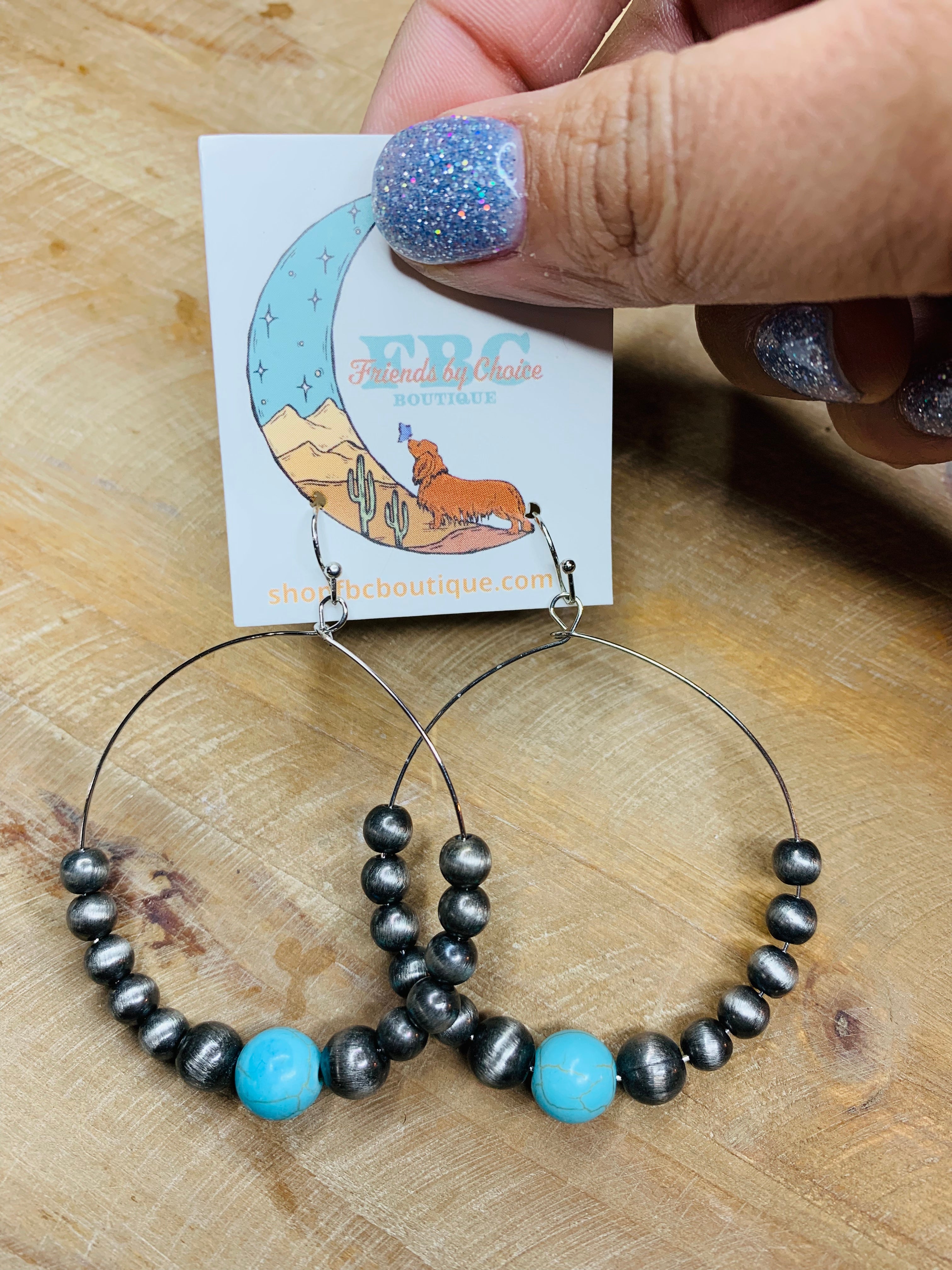 Stay A While Navajo Pearl Turquoise Dangle Earrings