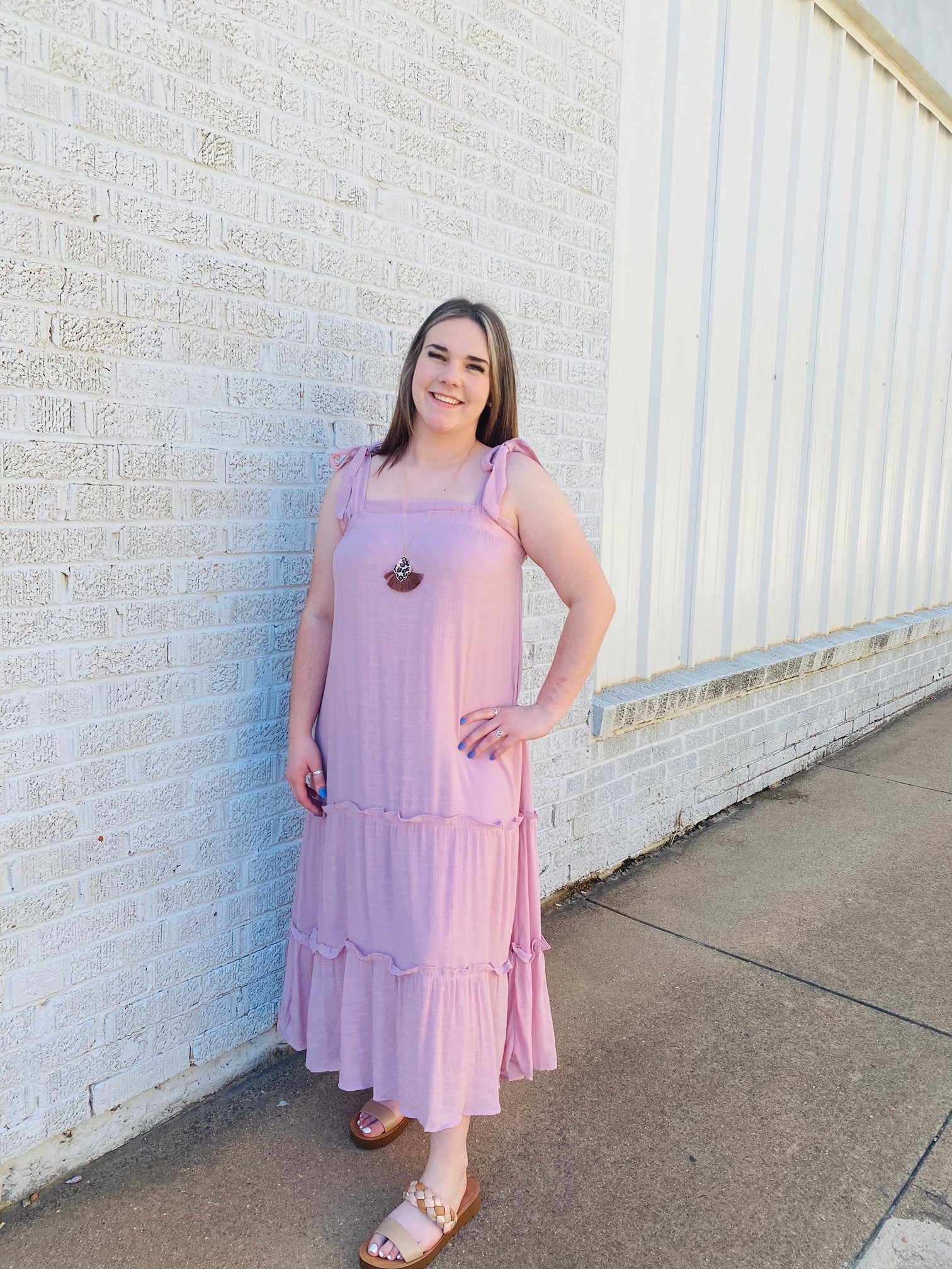 Moving In Sync Tie Detail Maxi Dress
