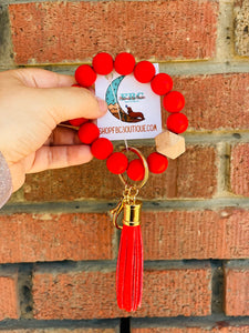Everyday Life Red Tassel Keychain Wristlet