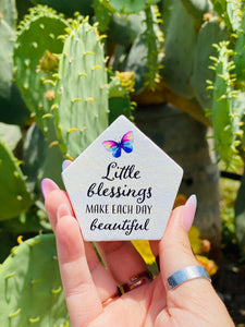 Little Blessings Make Each Day Beautiful Butterfly Wood Block