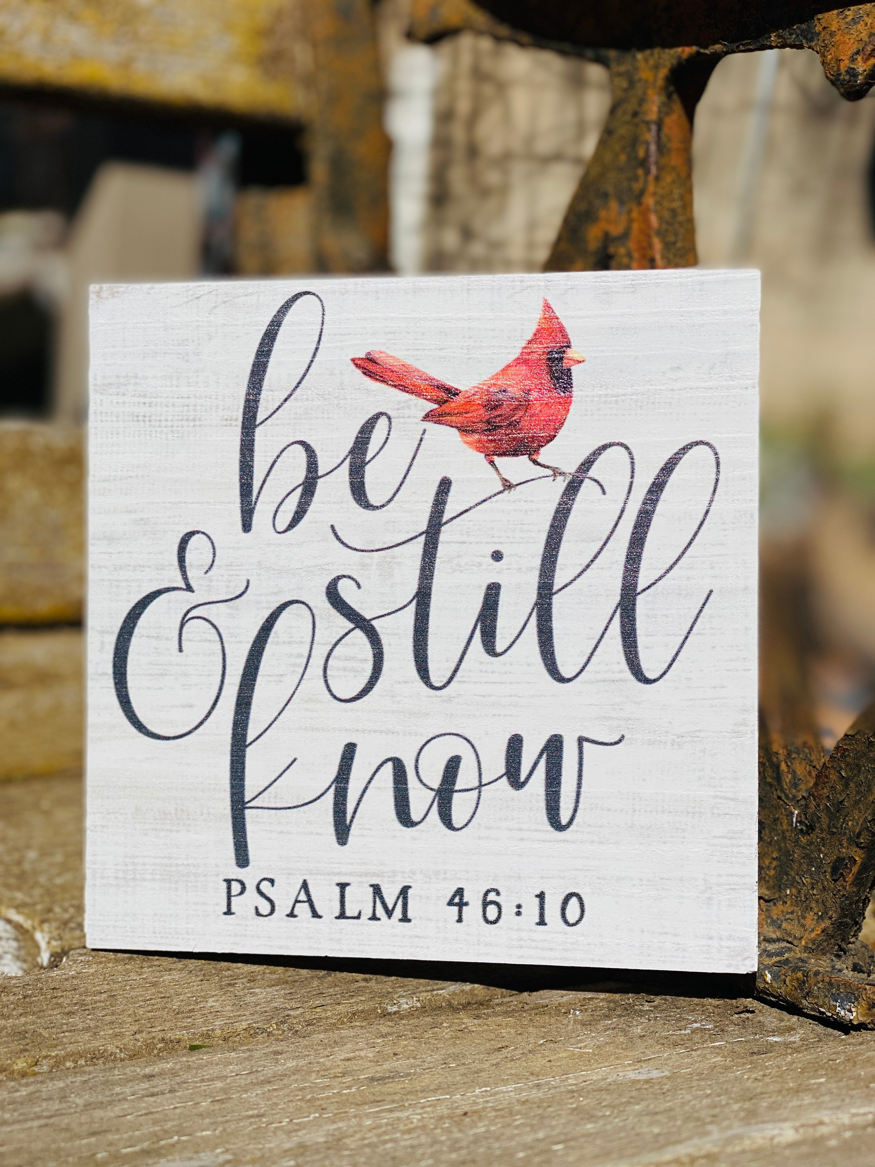Be Still & Know Psalm 46:10 Cardinal Gift A Block Block Sign