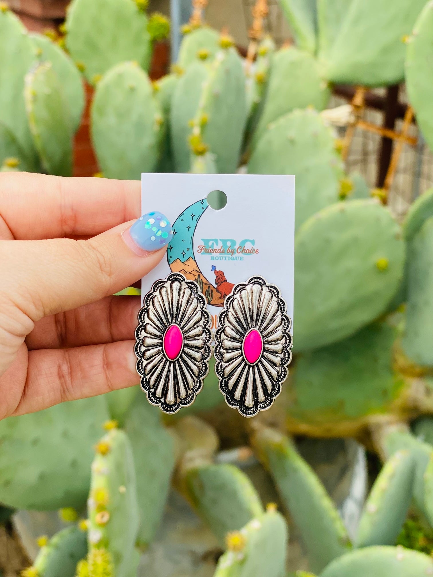 Just A Classic Pink Concho Post Stud Earrings