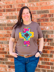 Callie Ann Original Floral Cross Texas Texas True Threads Comfy Tee