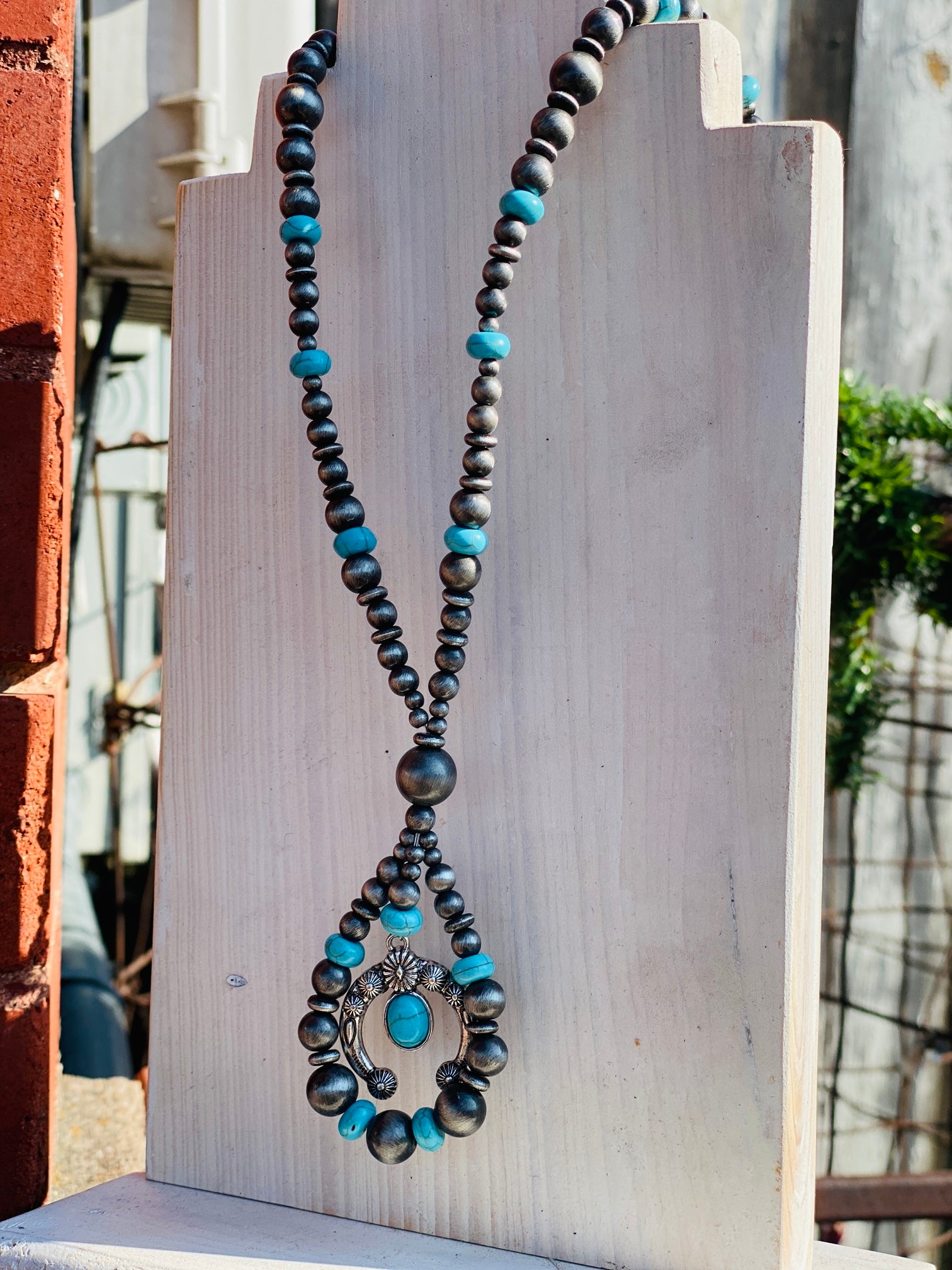High Stakes Turquoise Squash Navajo Pearl Necklace