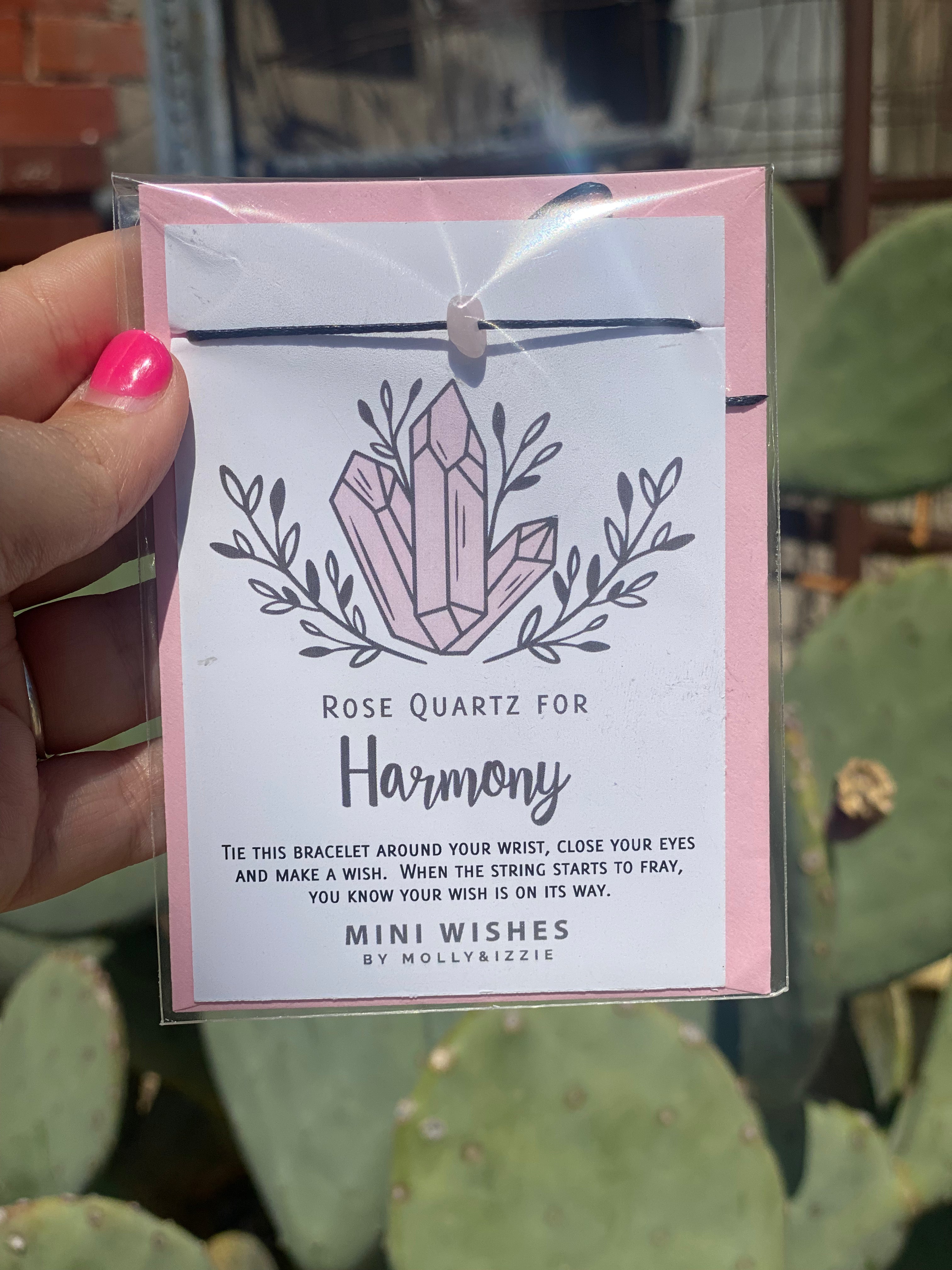 Rose Quartz for Harmony Wish Adjustable Crystal Bracelet