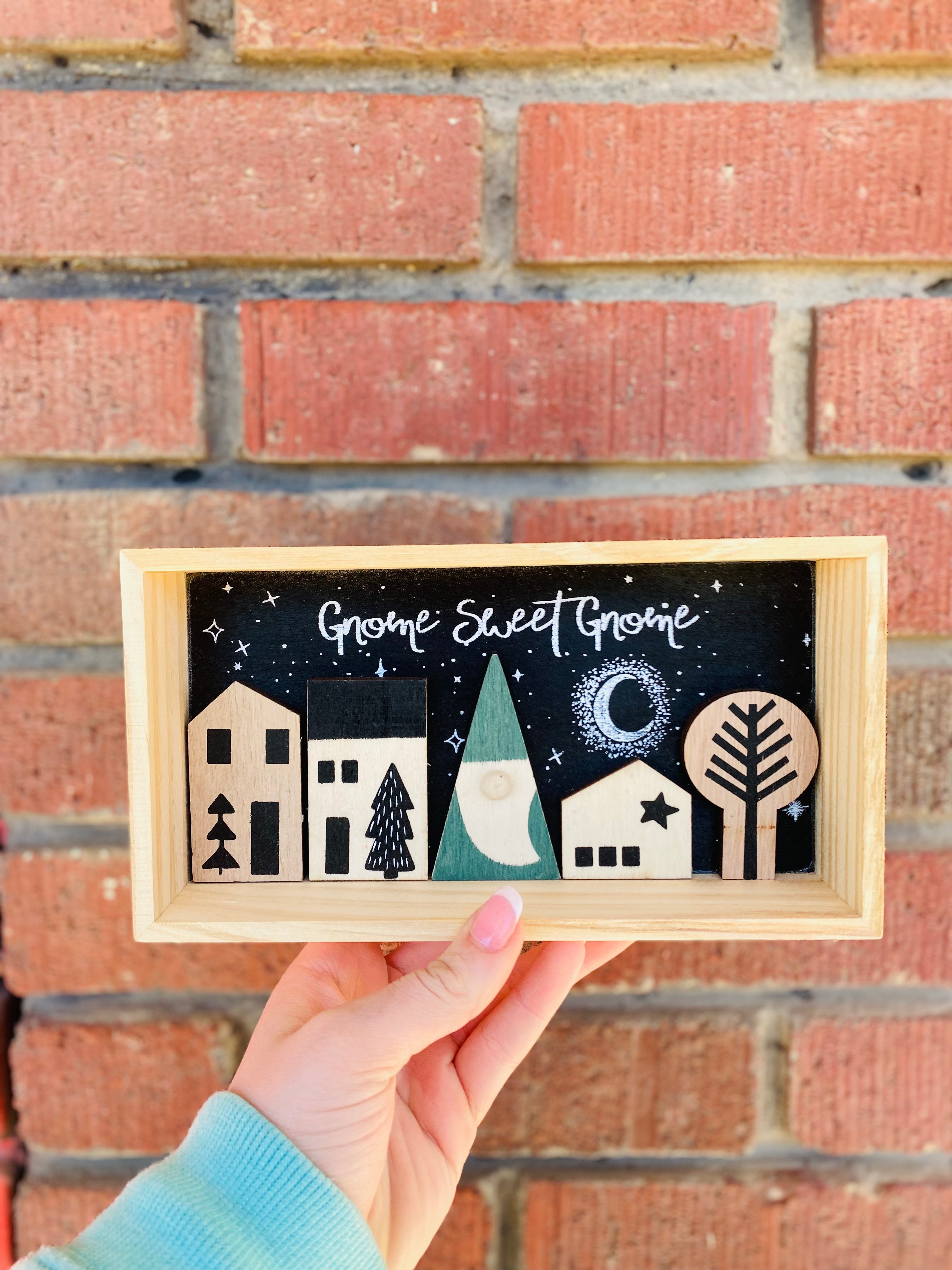 Gnome Sweet Gnome Box Christmas Decor