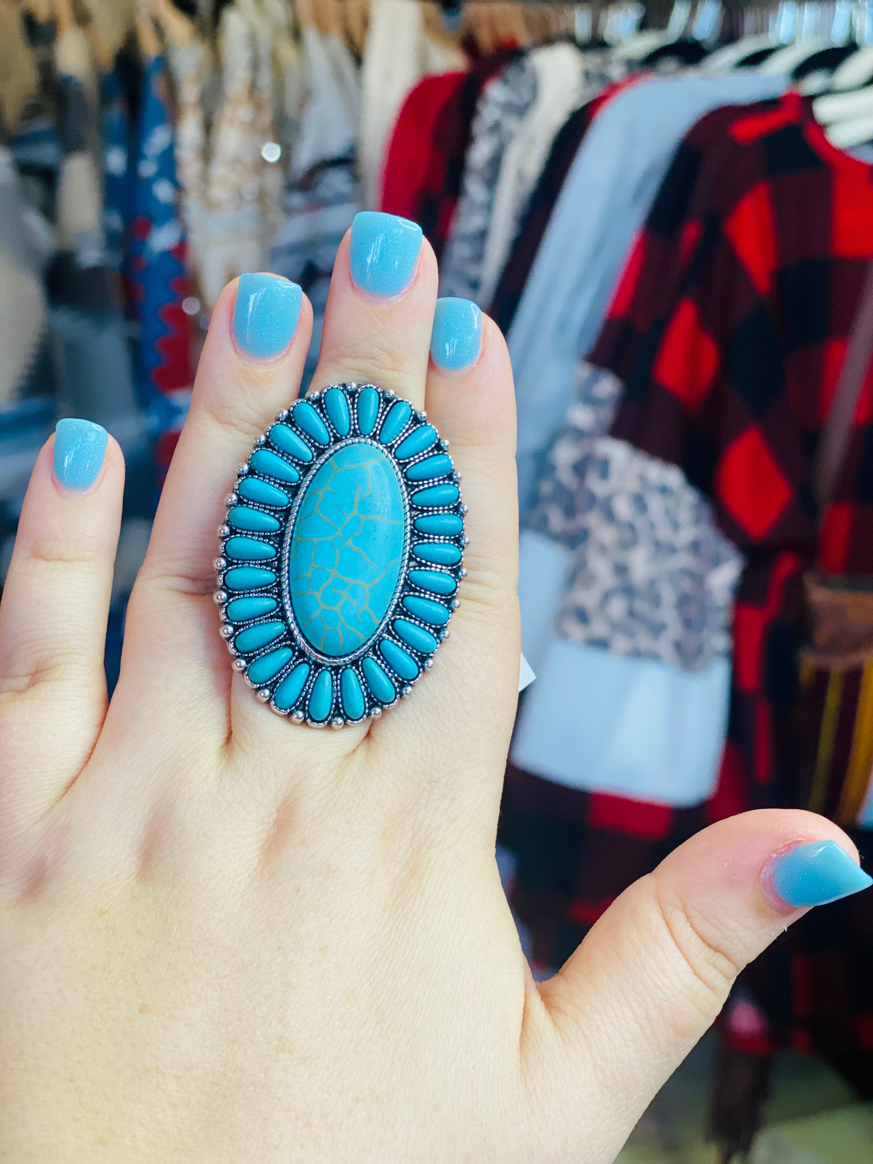 Take Me Home Oval Turquoise Adjustable Ring