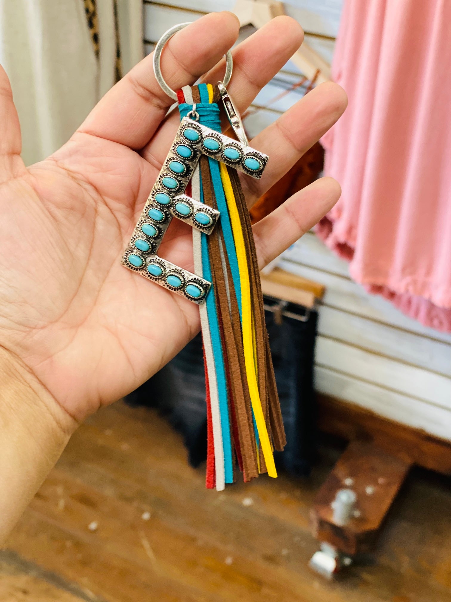 What's In A Name Western Tassel Initial Letter Keychain