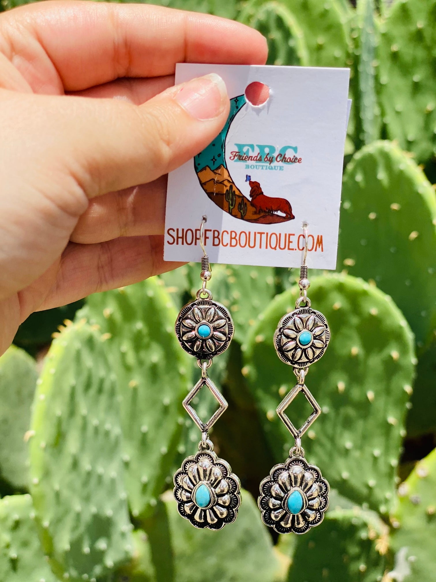 Just For Fun Concho Turquoise Dangle Earrings
