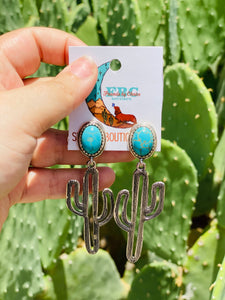 Just My Way Cactus Turquoise Post Drop Earrings