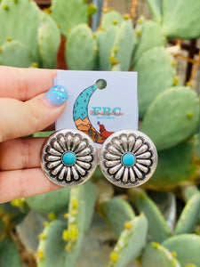 Keep It Strong Turquoise Silver Post Stud Earrings