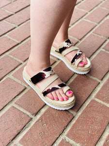Groove 2 Very G Cream Cow Print Strappy Sandal Friends By Choice
