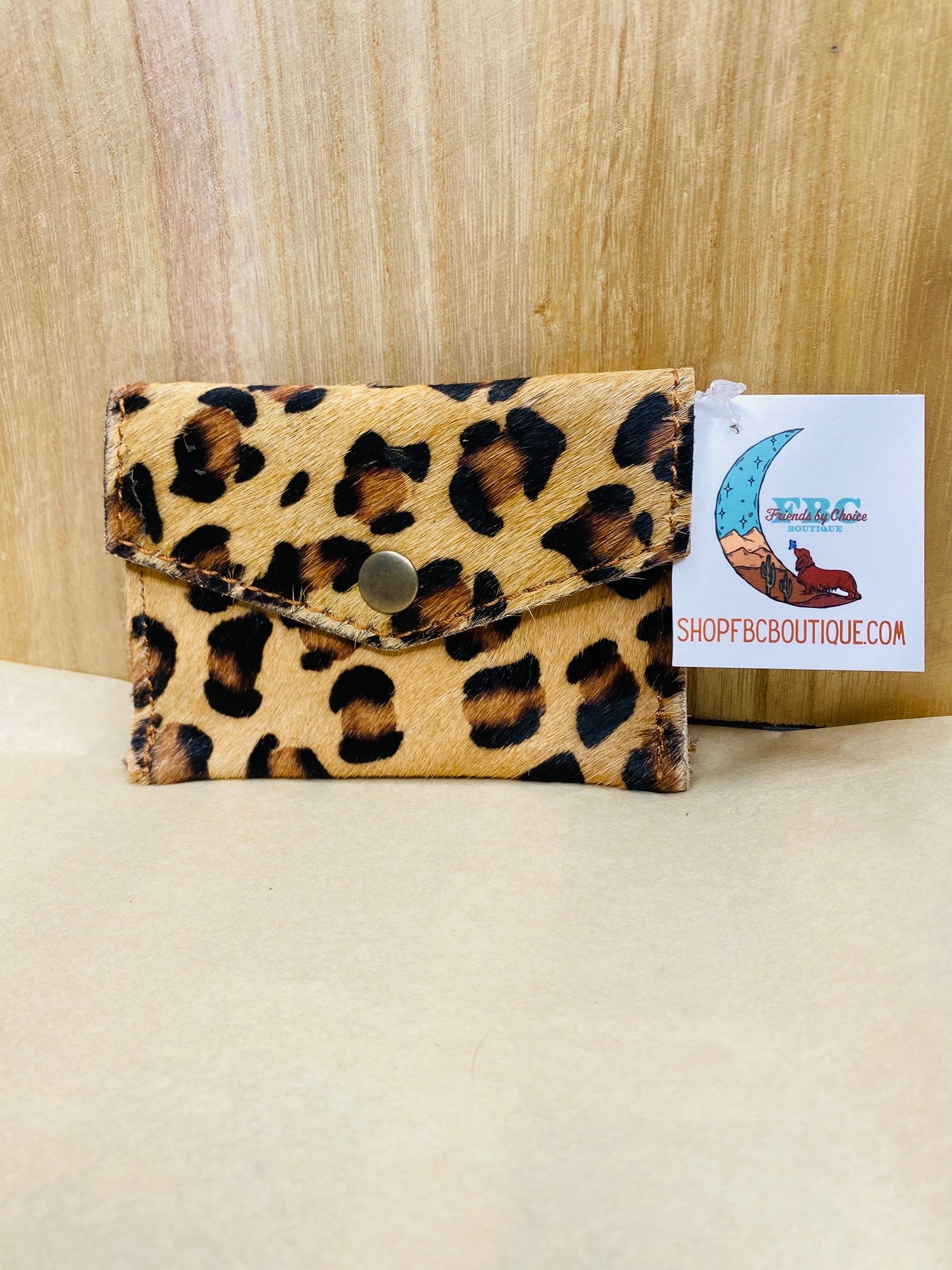 Oh Snap Leopard Cowhide Small Credit Card Wallet