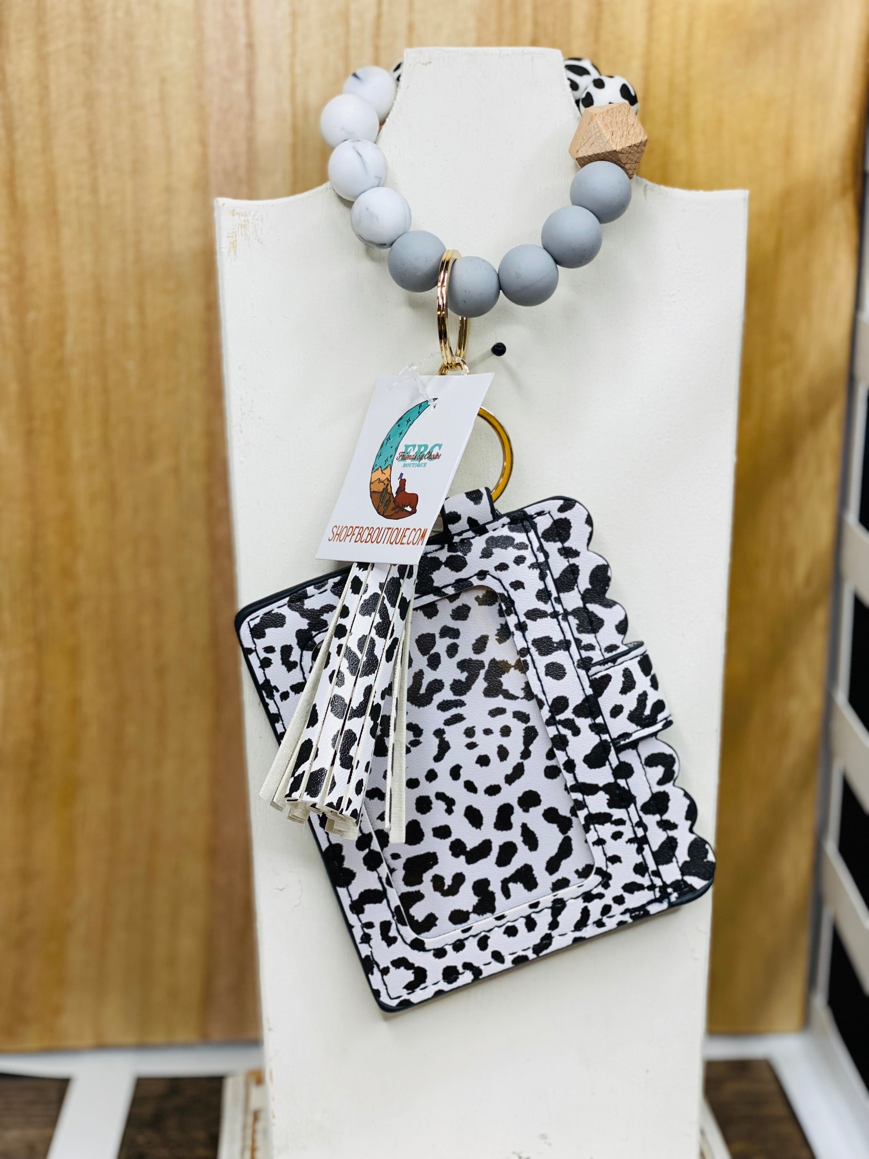 Holding It Together Cow Print Wristlet Wallet Tassel Combo
