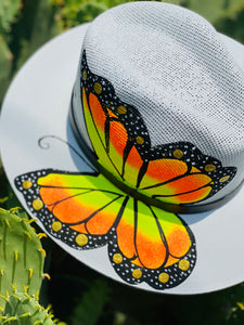 Orange & Yellow Butterfly Hand Painted Hat