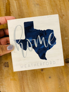 Weatherford Home Blue Block Sign