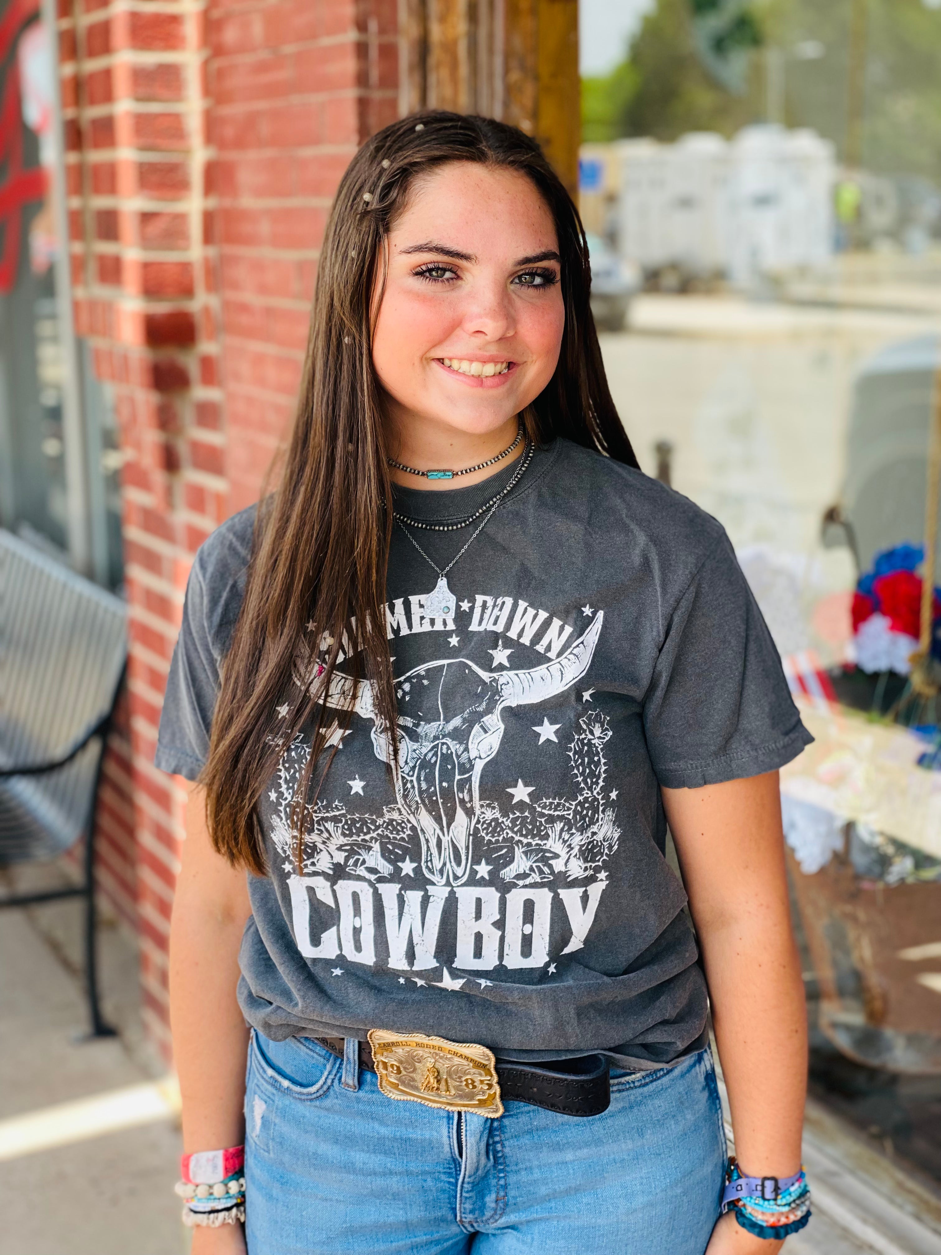 Simmer Down Cowboy Charcoal Comfy Tee
