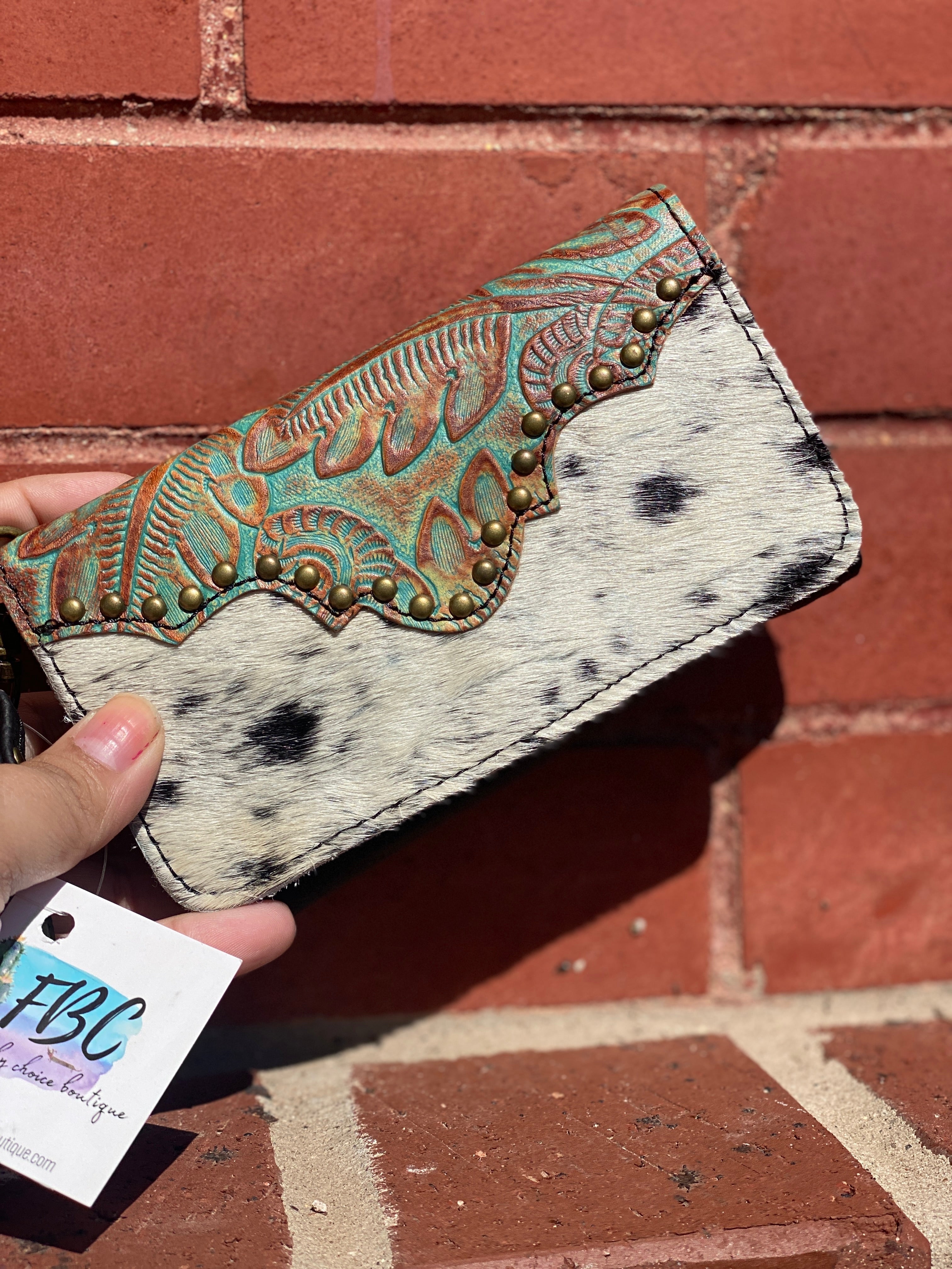 In Hindsight Black Genuine Leather Cowhide Phone Wristlet Wallet