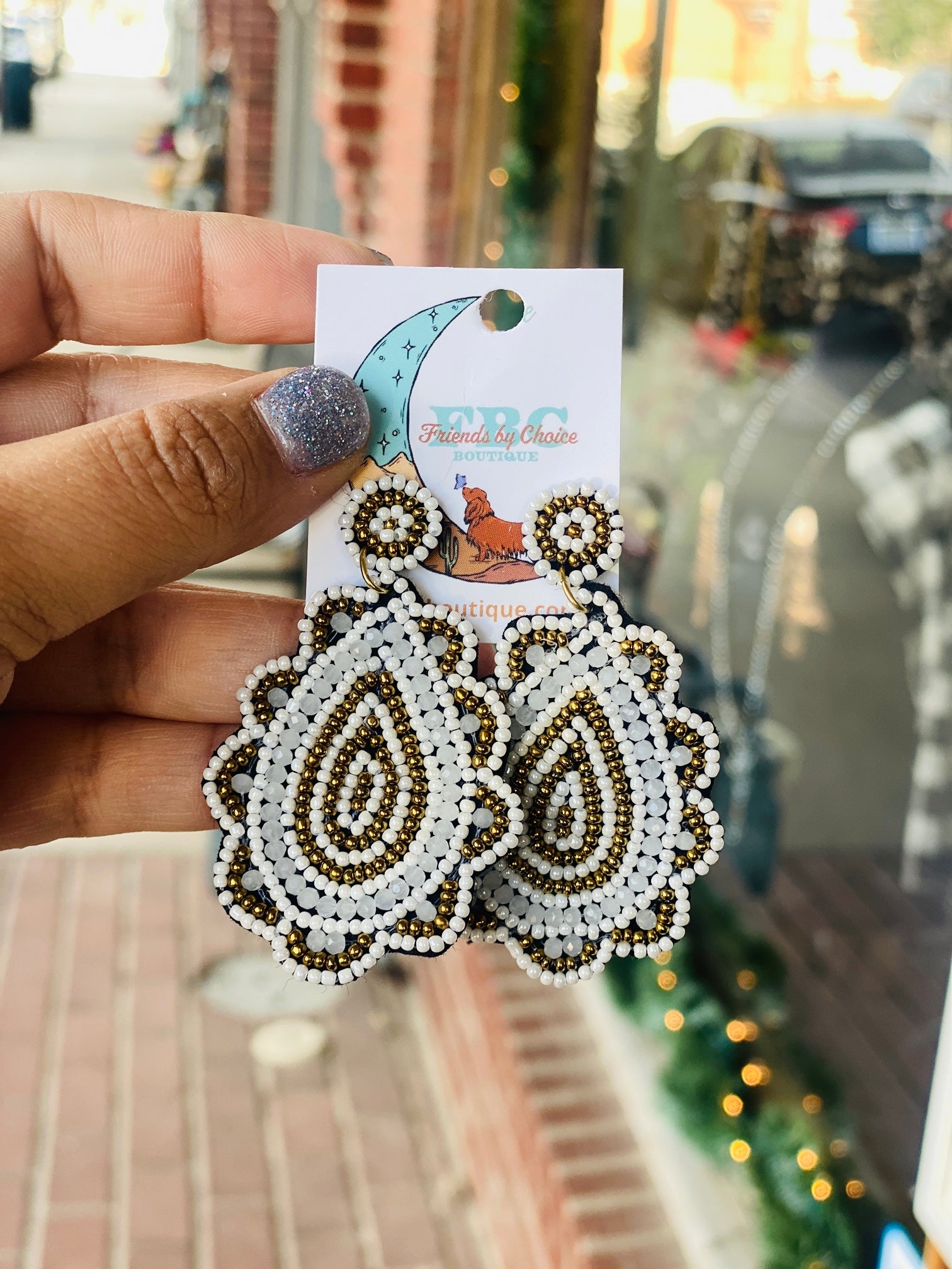 The Only Way White & Gold Post Drop Earrings