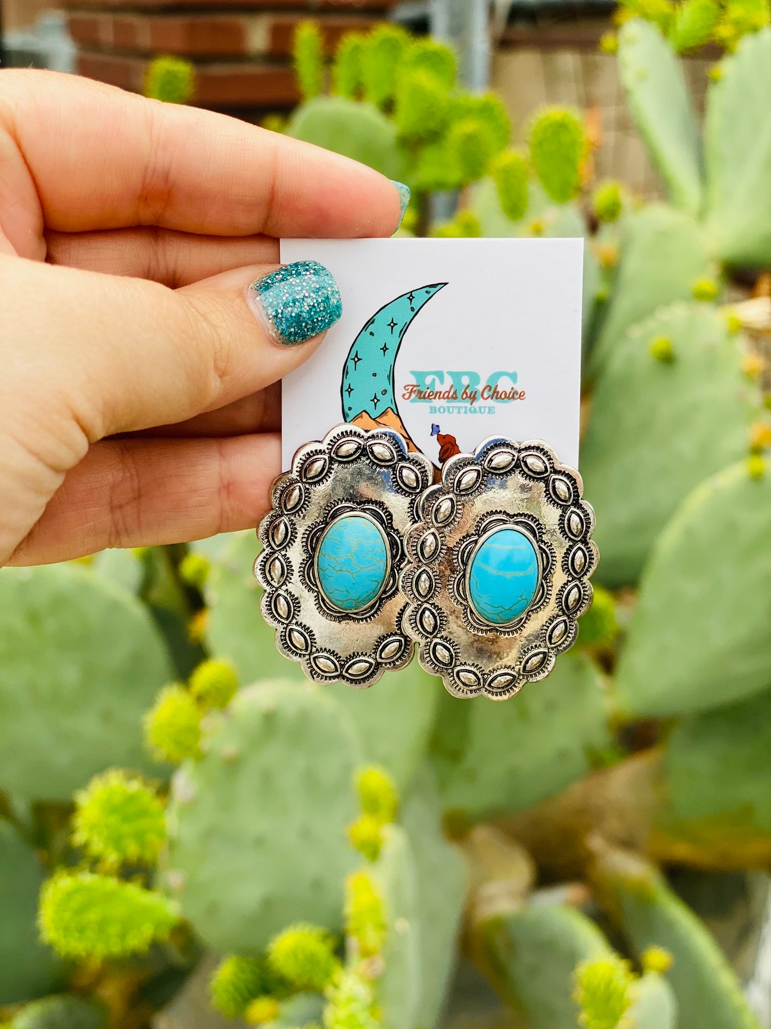 There's No Time Like Today Turquoise Concho Post Studs
