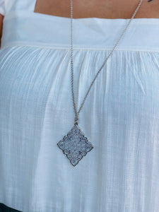 Meet Me At Midnight Silver Filigree Necklace