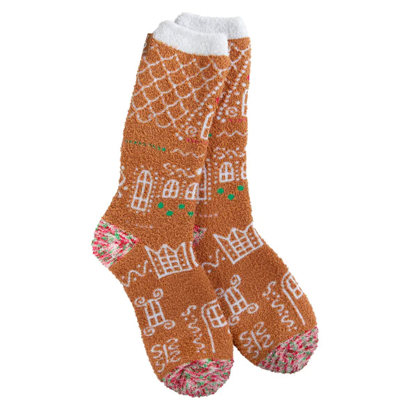 Gingerbread House Christmas Themed Worlds Softest Crew Socks