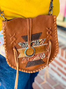 Dancing In The Moonlight Cowhide Tooled Leather Purse