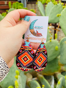 Try & Try Again Aztec Print Dangle Earrings