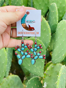Blooming Desert Cactus Dangle Earrings