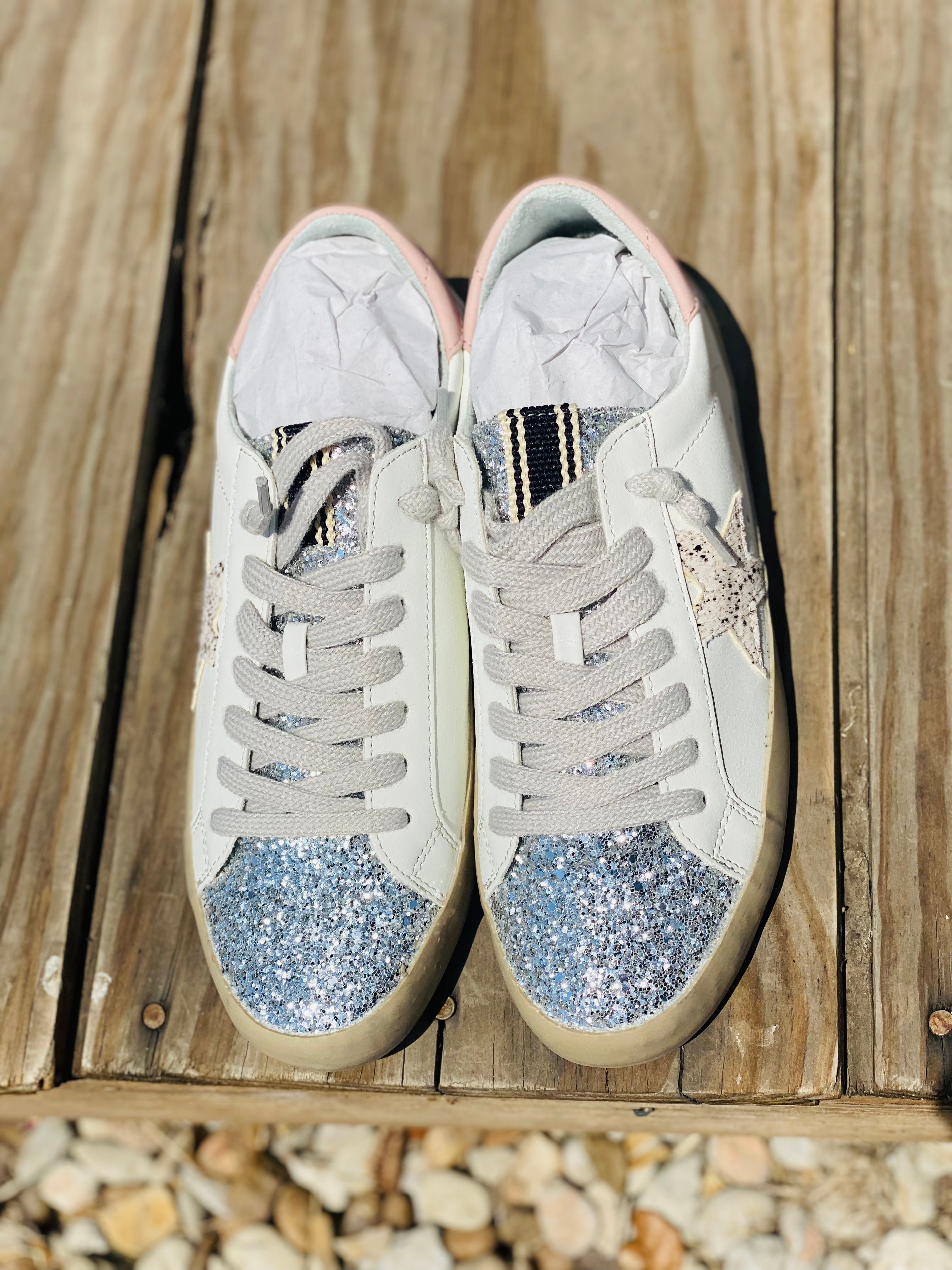 Promise Cow Print Glitter Shu Shop Pink Sneakers