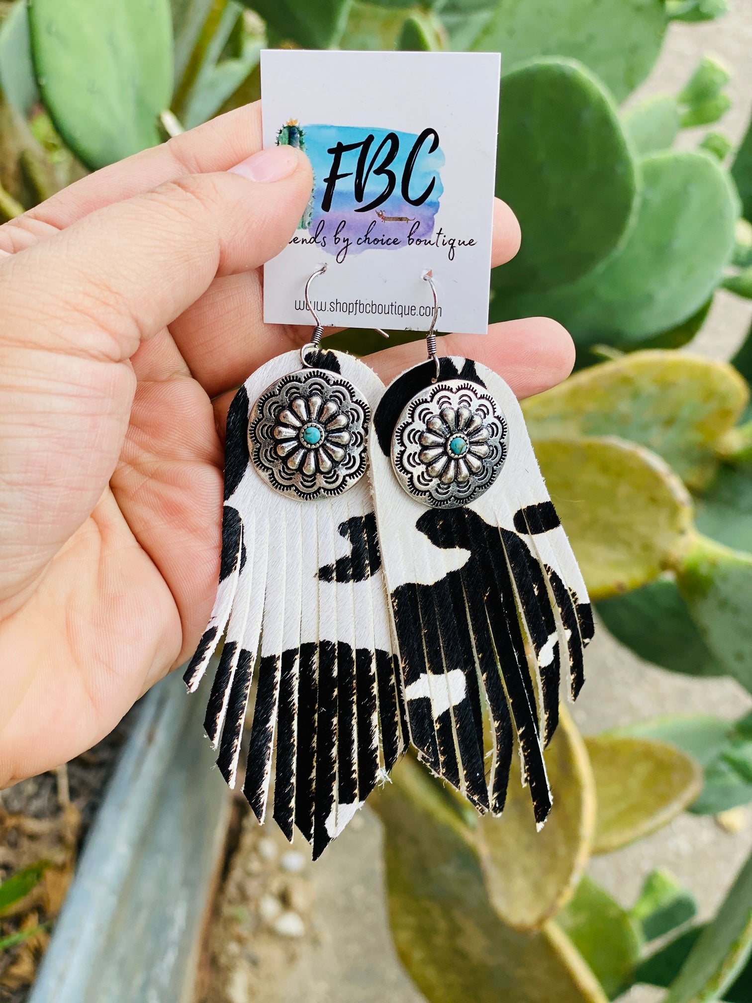 Ain't That The Truth Black White Leather Fringe Earrings