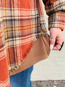 Fall In The Country Rust Plaid Hooded Shacket