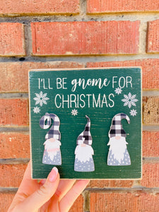 Gnome Christmas Wooden Box Sign