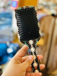 Leopard Turquoise Aztec Hair Brush