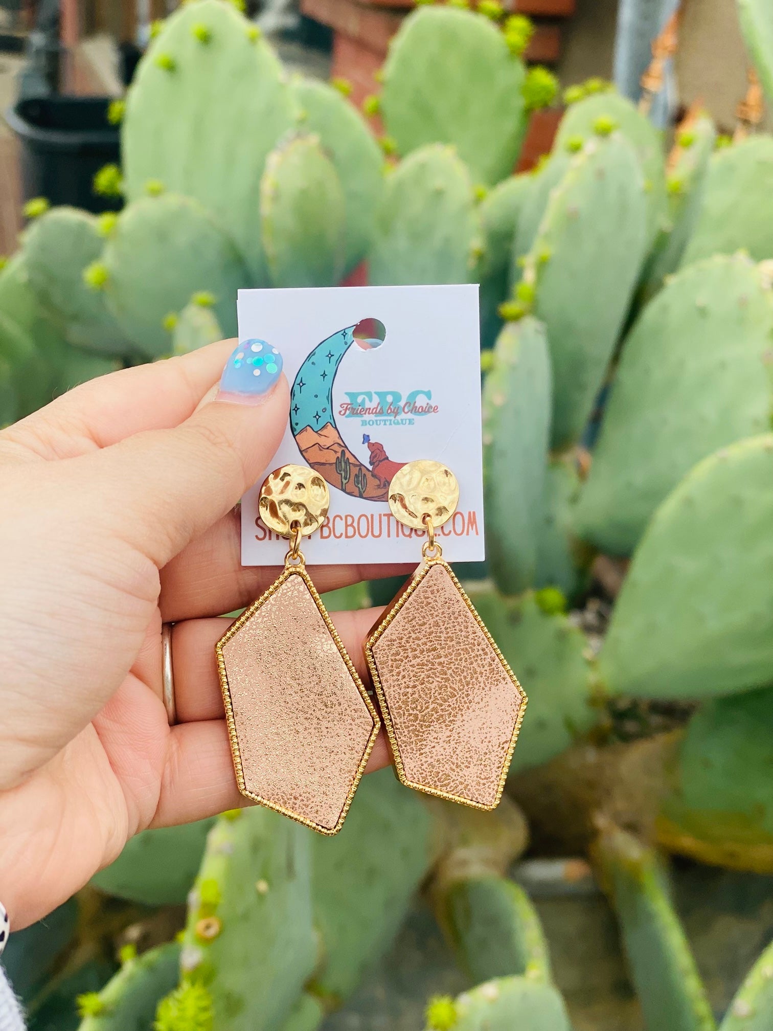 You Are Mine Rose Gold Post Drop Earrings