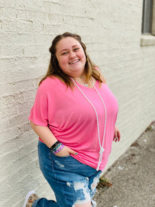 Sooner Or Later Dolman Bubble Gum Pink Top