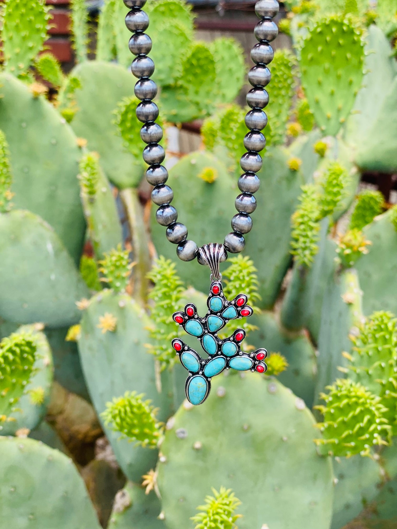 Pointed In Different Directions Cactus Navajo Pearl Necklace