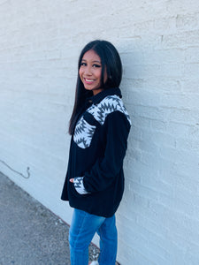 Quite An Adventure Black & White Aztec Shacket