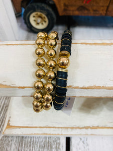 What I Found Black & Gold 3 Strand Stretch Bracelet