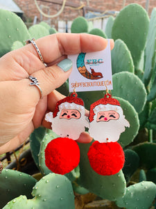 It's Santa Glitter Pom Dangle Earrings