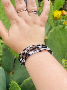 Life On The Wild Side Cream Leopard Layered Magnetic Bracelet