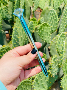Ombre Sunset Teal And Yellow Diamond Pen