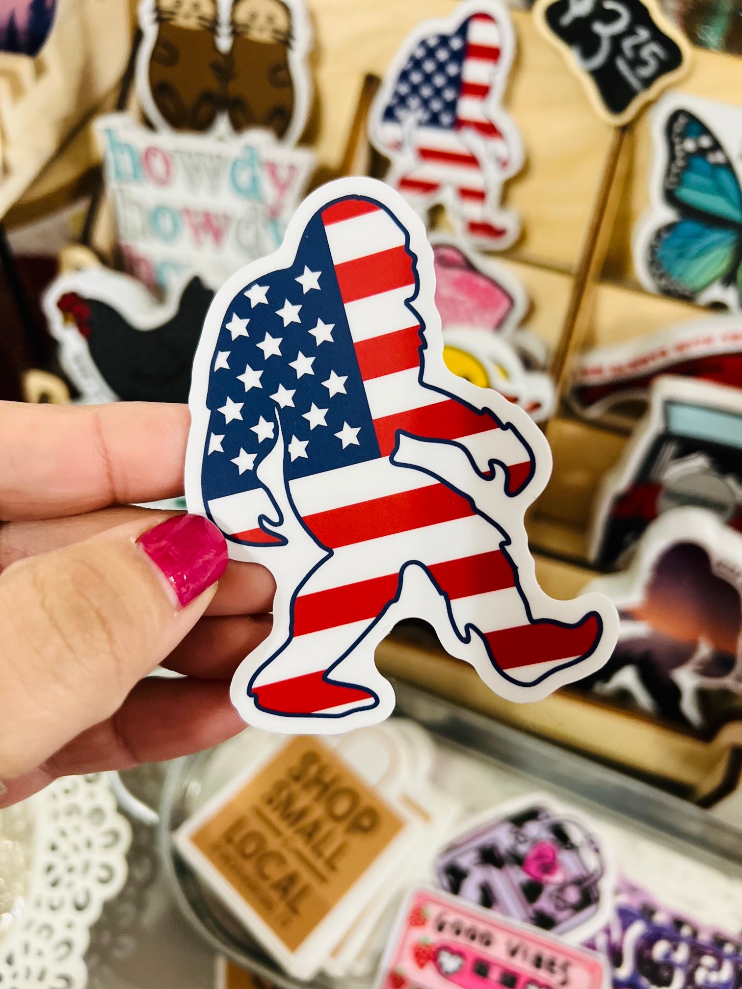 American Flag Sasquatch Sticker