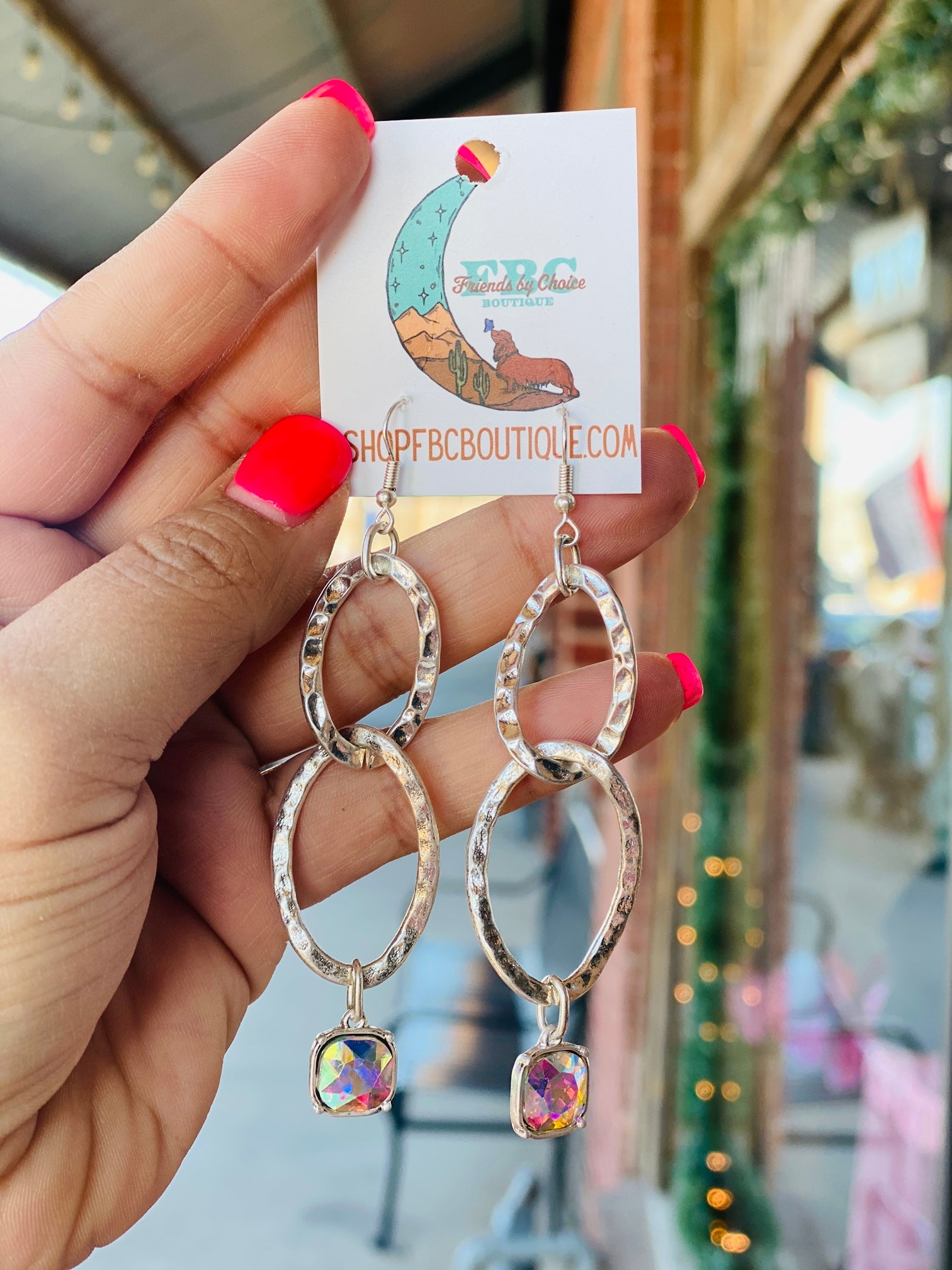 Rose To Claim It Silver Sparkle Dangle Earrings